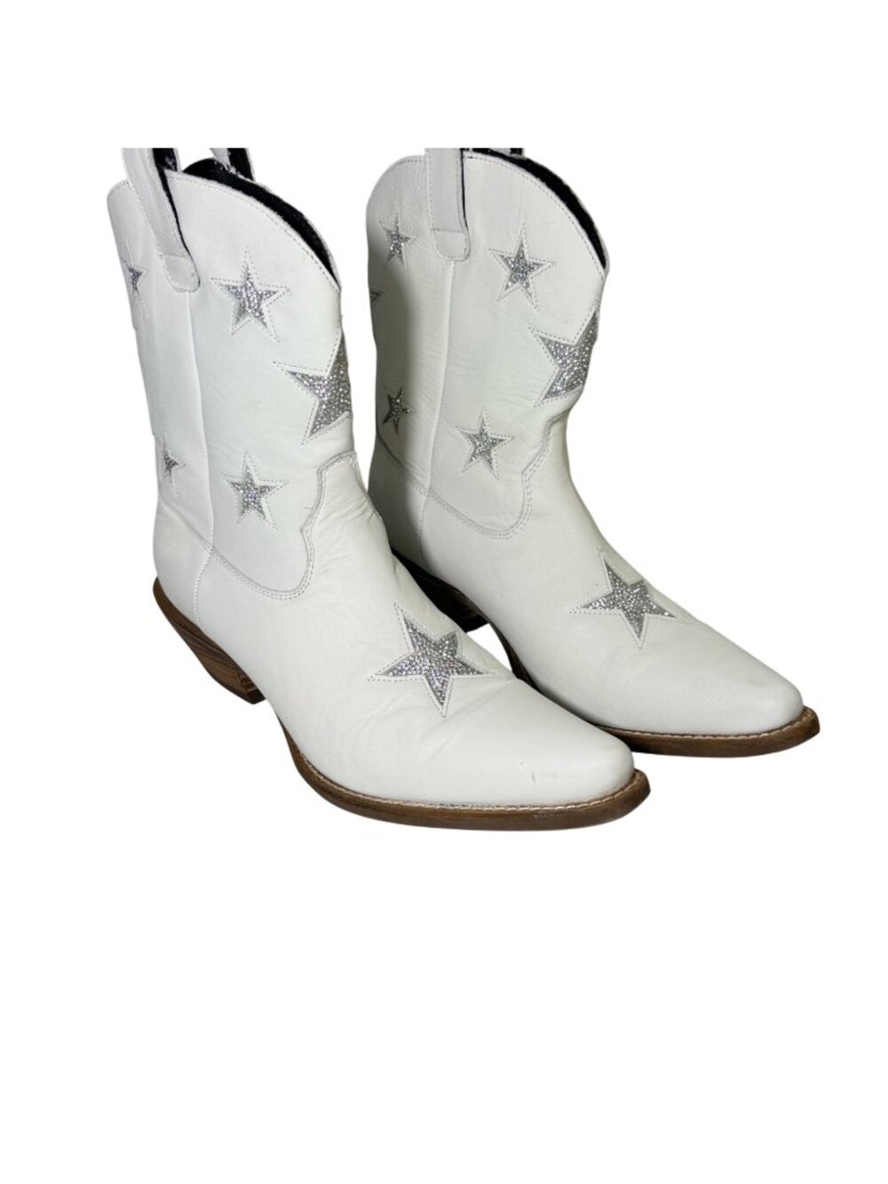 DINGO Star Struck White Silver Star Boots Size 9 1/2